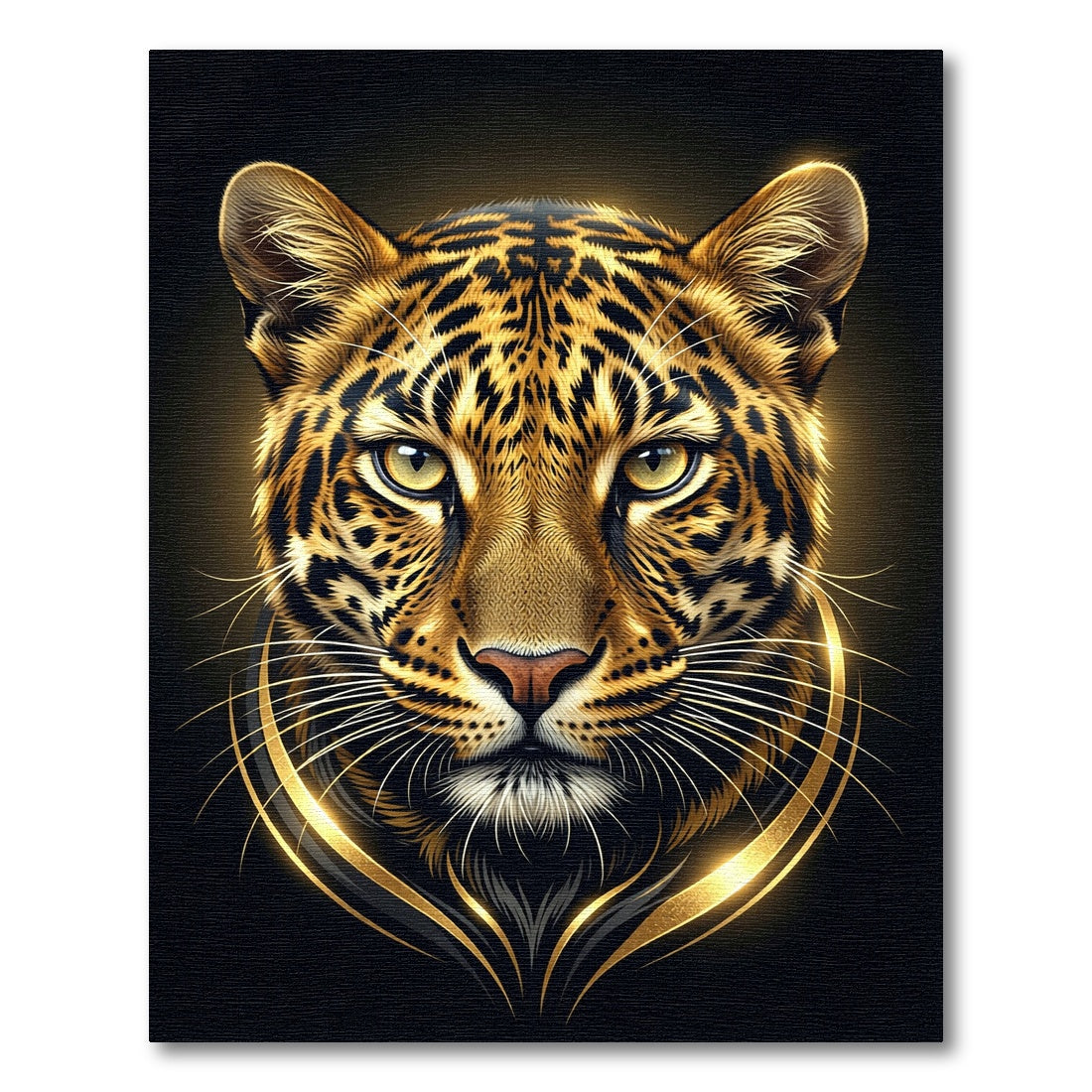 Majestic Golden Leopard Portrait Luminary Rug