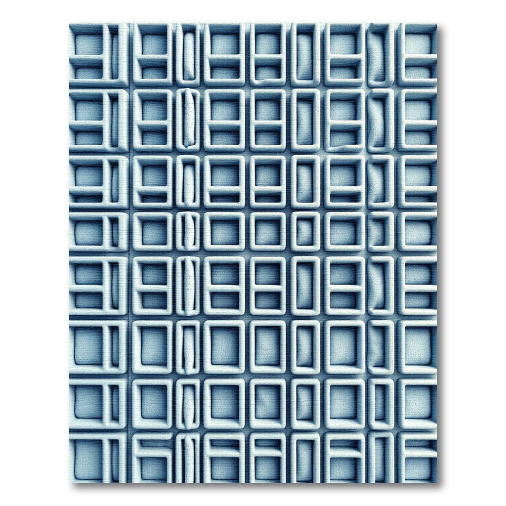 Modern Steel Gray Geometric Grid Rug