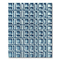 Modern Steel Gray Geometric Grid Rug