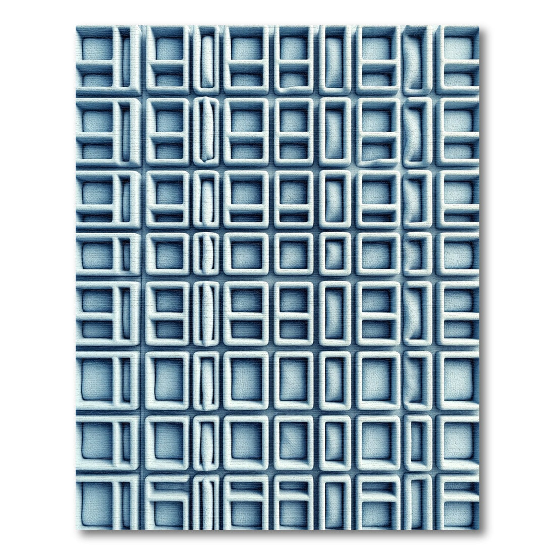 Modern Steel Gray Geometric Grid Rug
