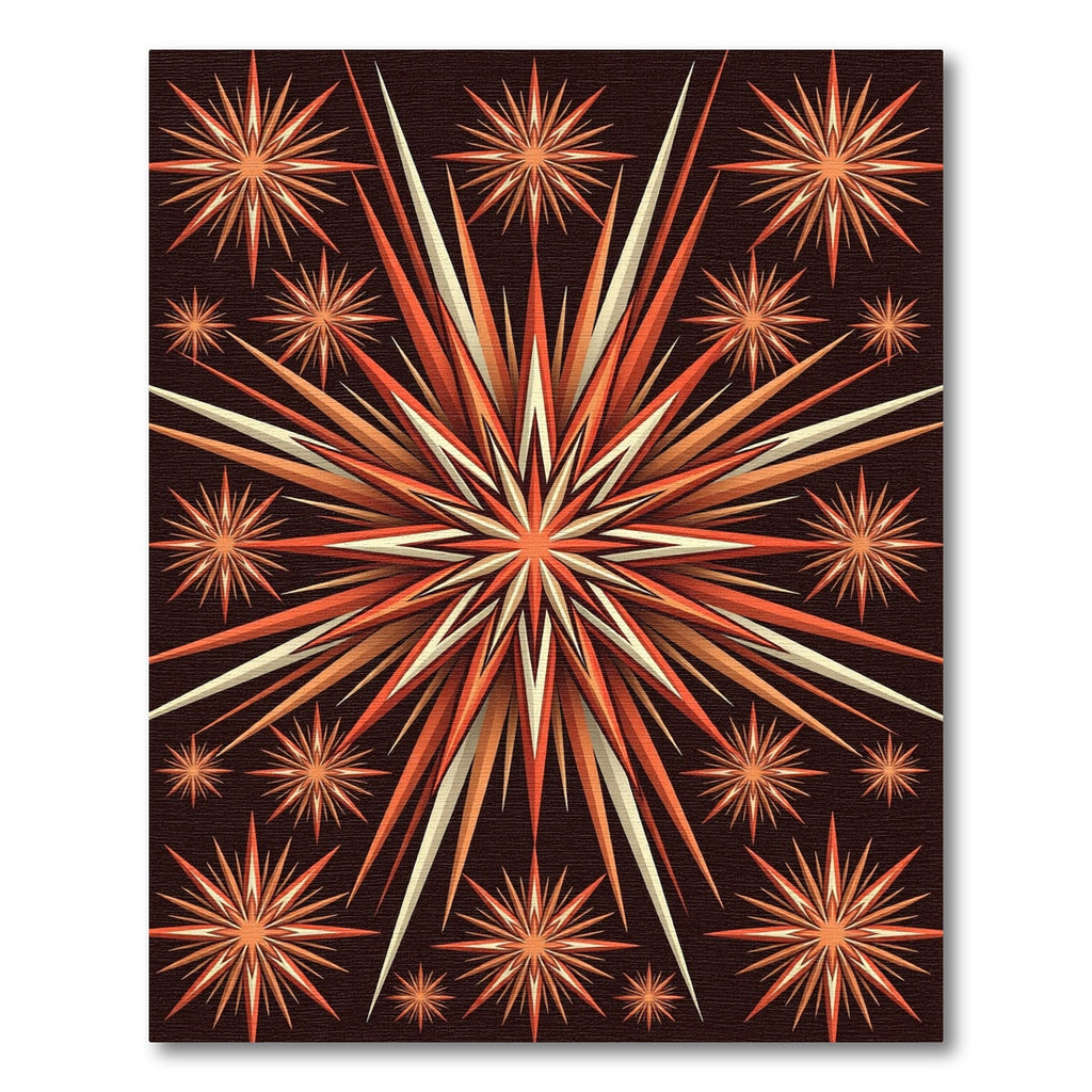 Burnt Orange Starburst Burst Rug