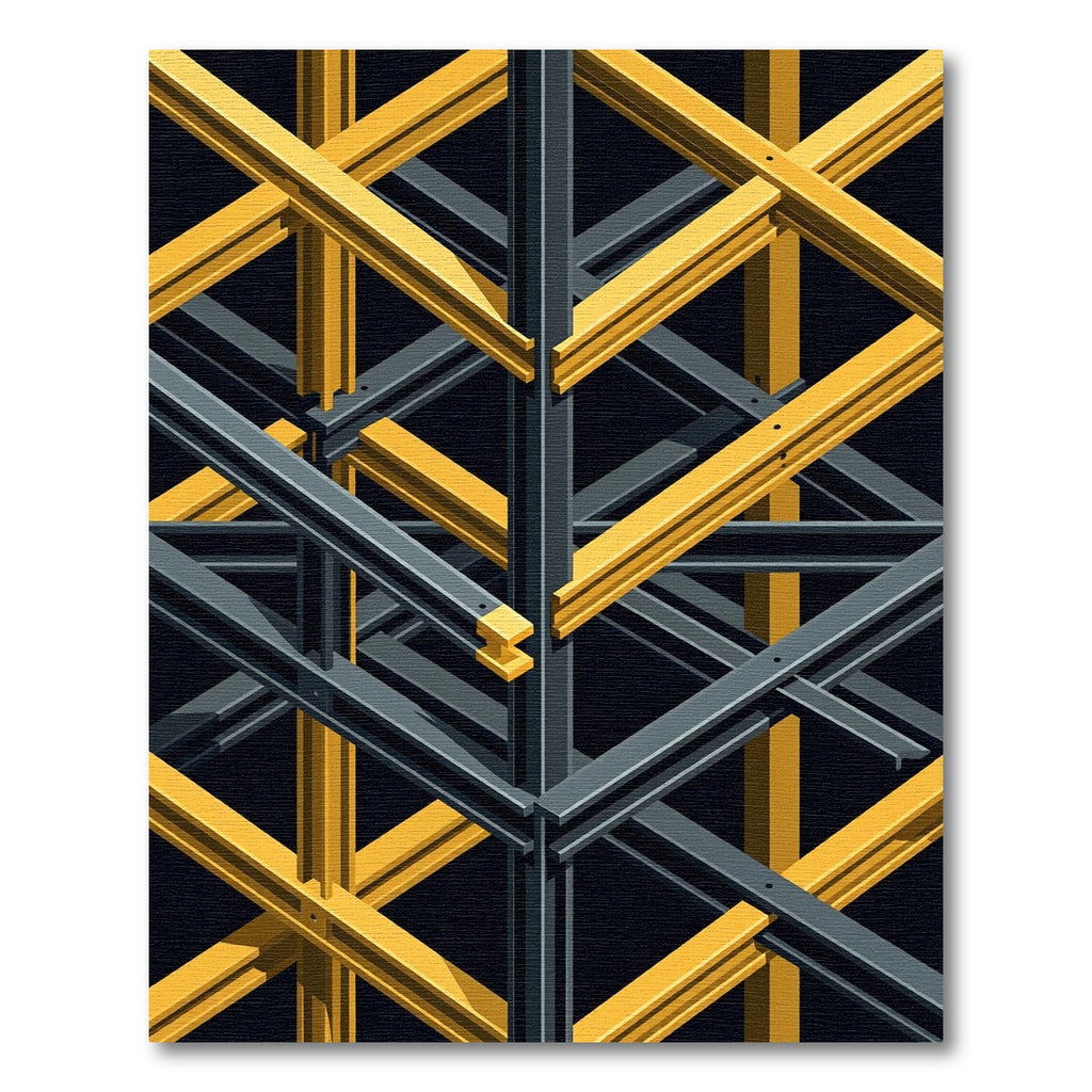 Yellow and Gray Geometric Structure Rug