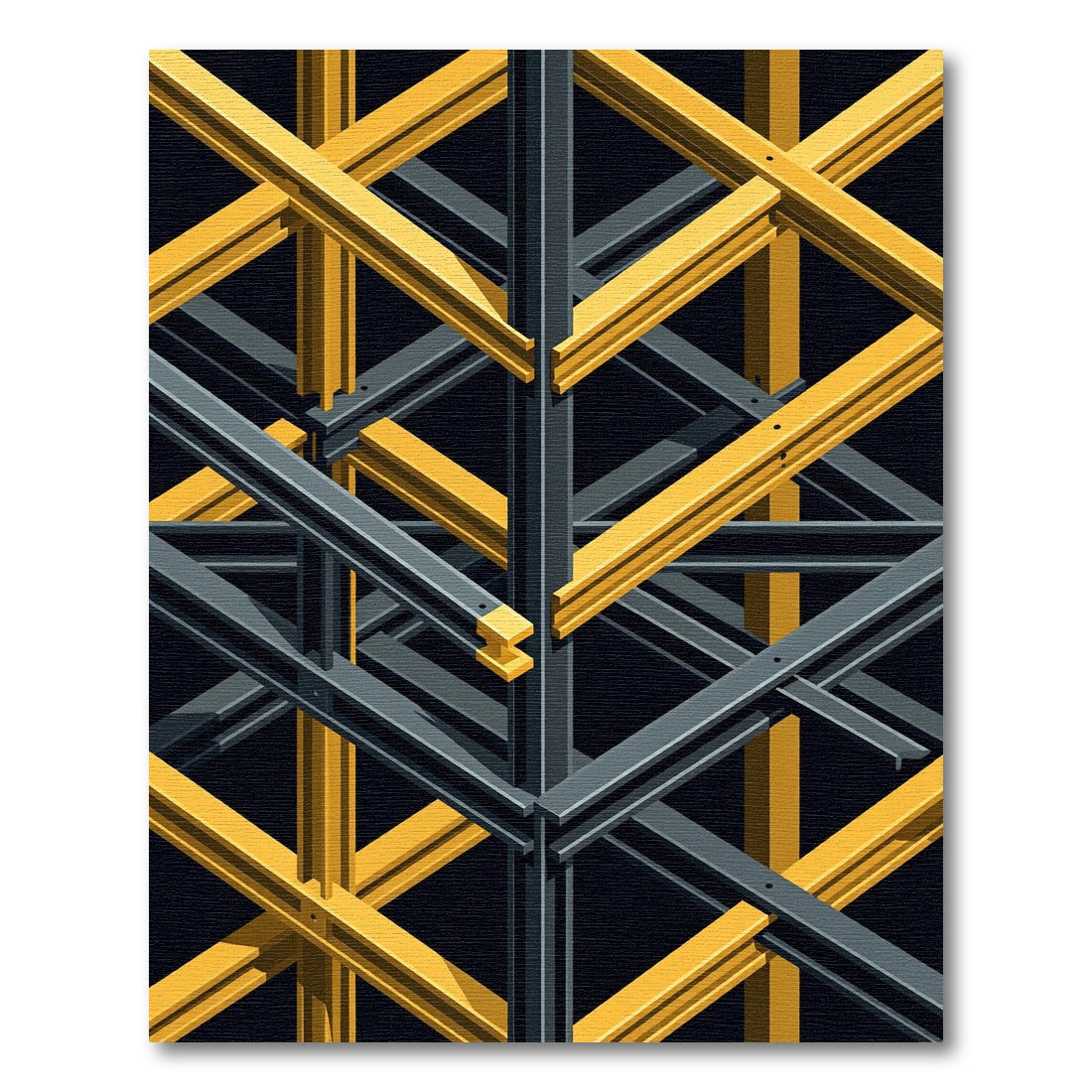 Yellow and Gray Geometric Structure Rug