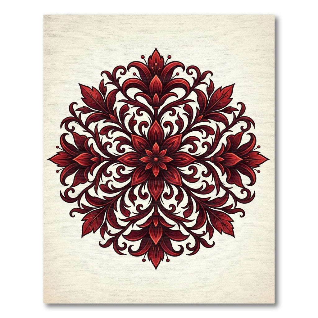 Crimson Red Floral Medallion Rug