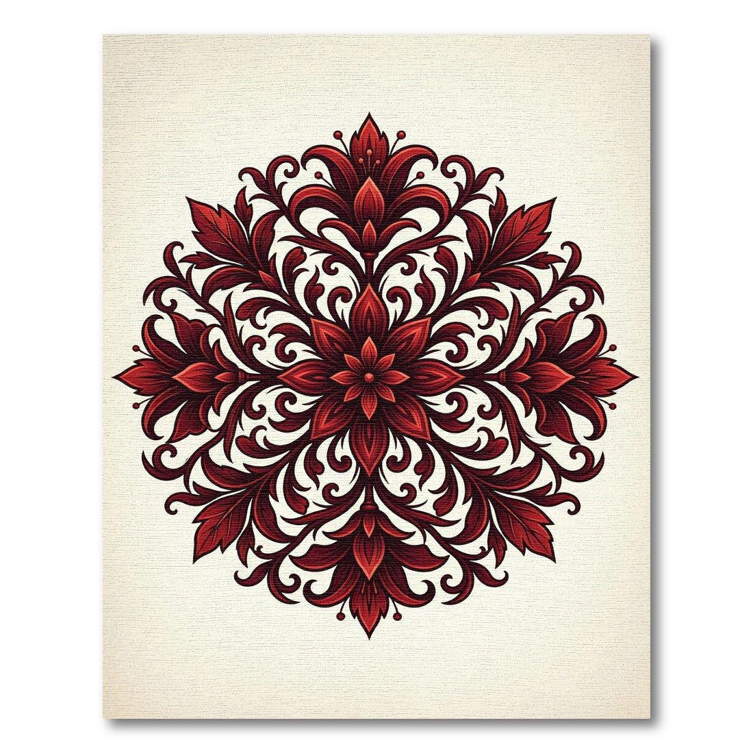 Crimson Red Floral Medallion Rug