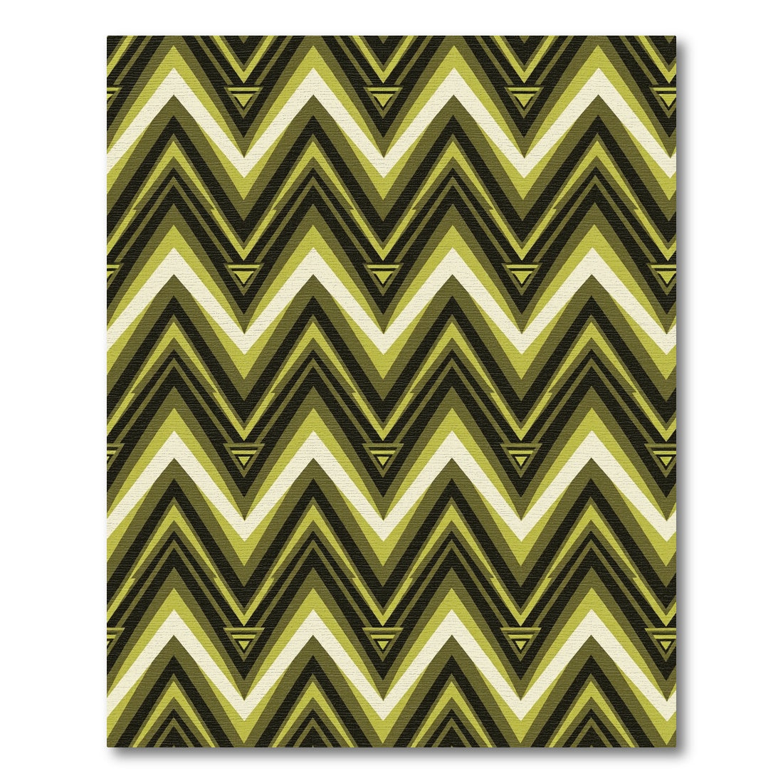 Olive Green Chevron Triangles Rug