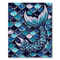 Ethereal Blue Mermaid Tail Scale Illustration Rug