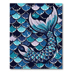 Ethereal Blue Mermaid Tail Scale Illustration Rug