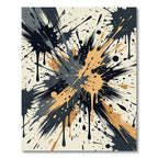 Abstract Splatter Paint Black Gold Rug