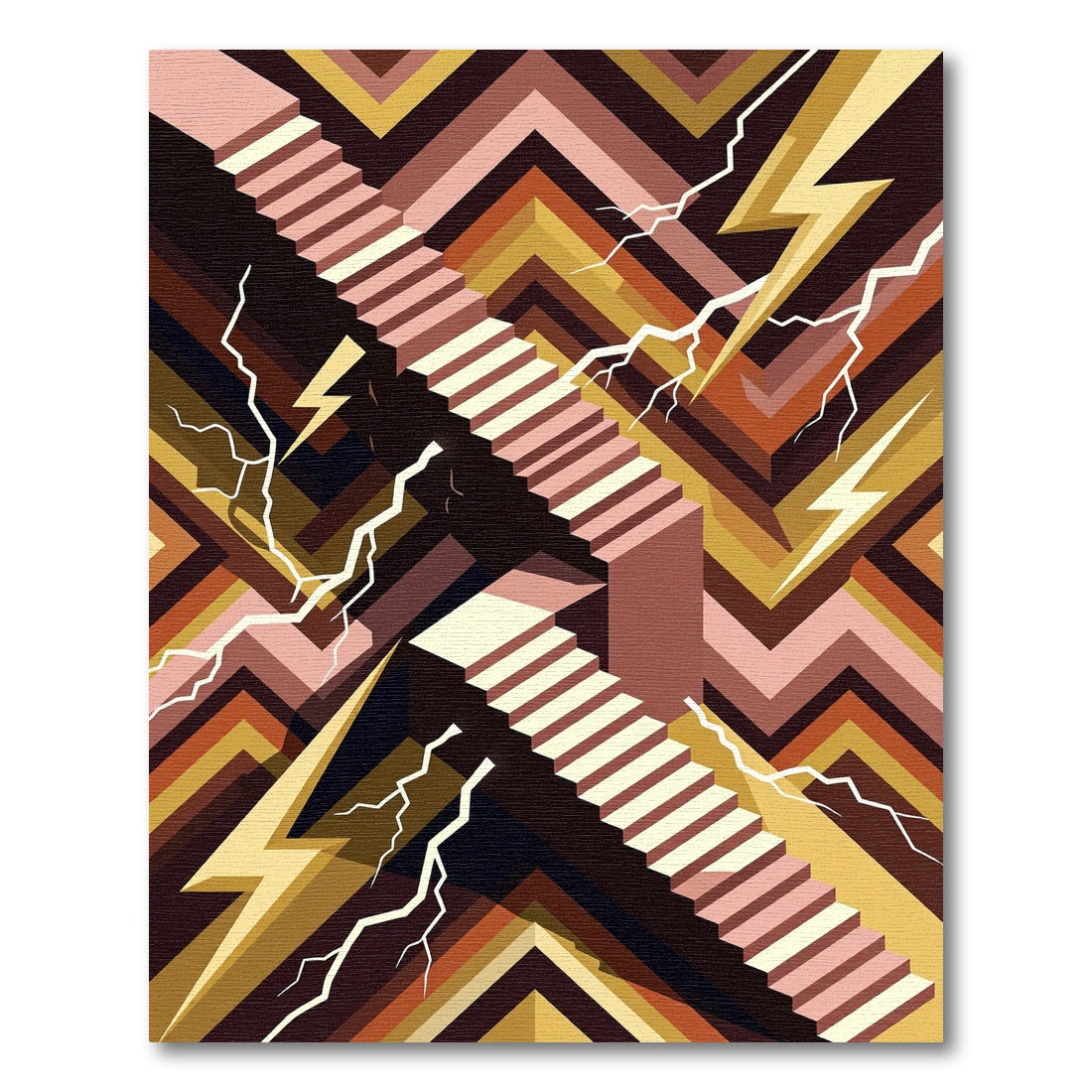Geometric Staircase Lightning Graphic Rug