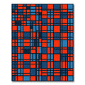 Red Blue Geometric Grid Rug
