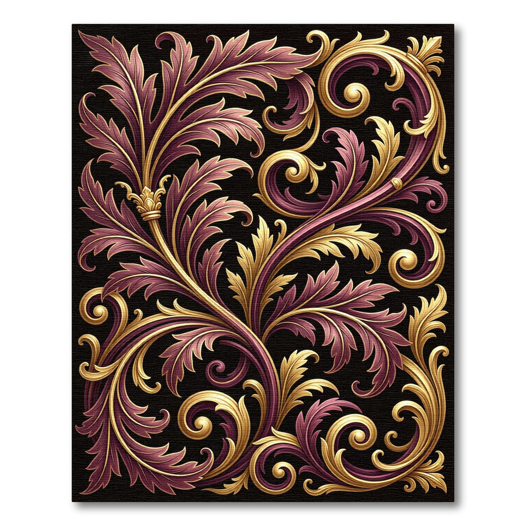 Rich Auburn Gold Acanthus Swirl Rug