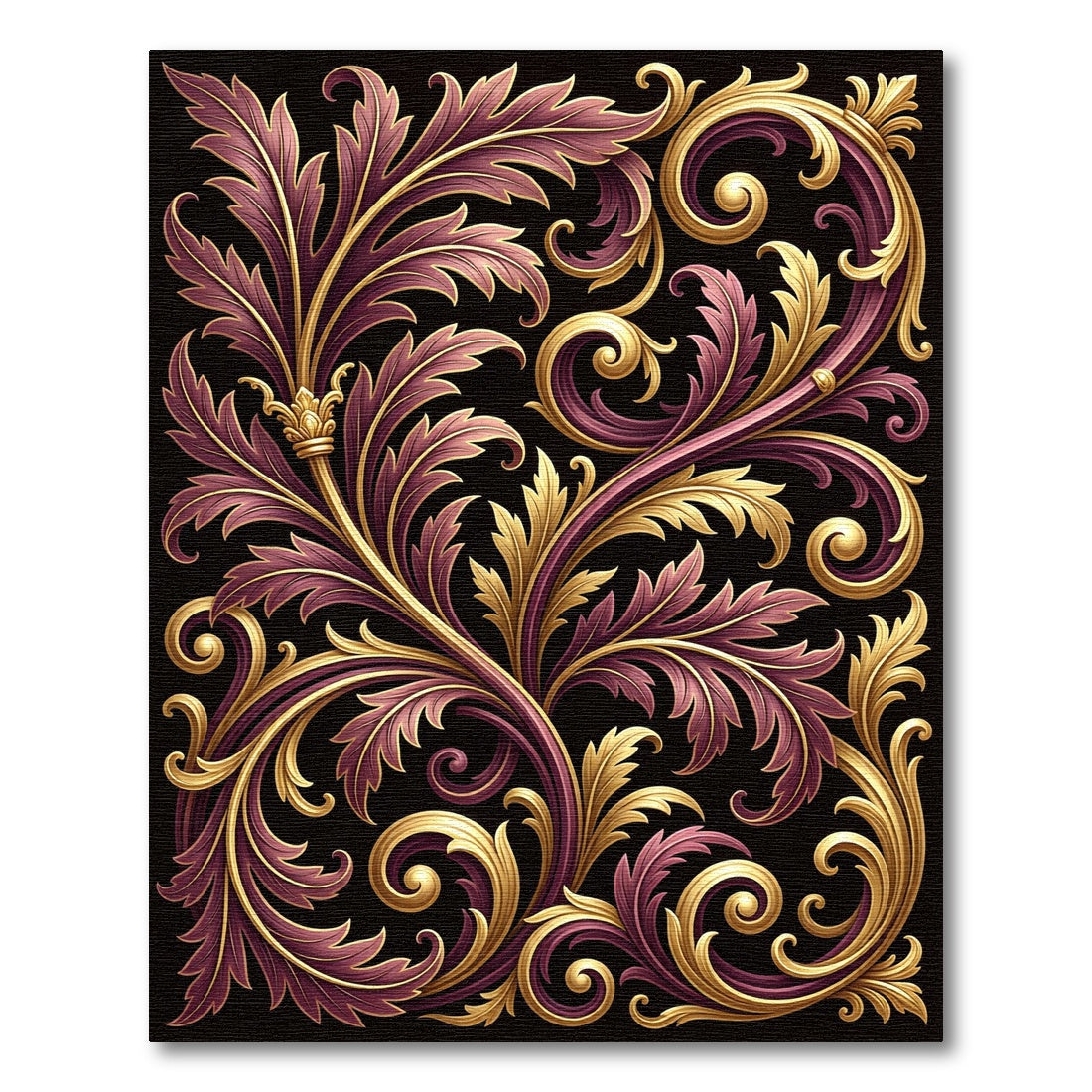 Rich Auburn Gold Acanthus Swirl Rug