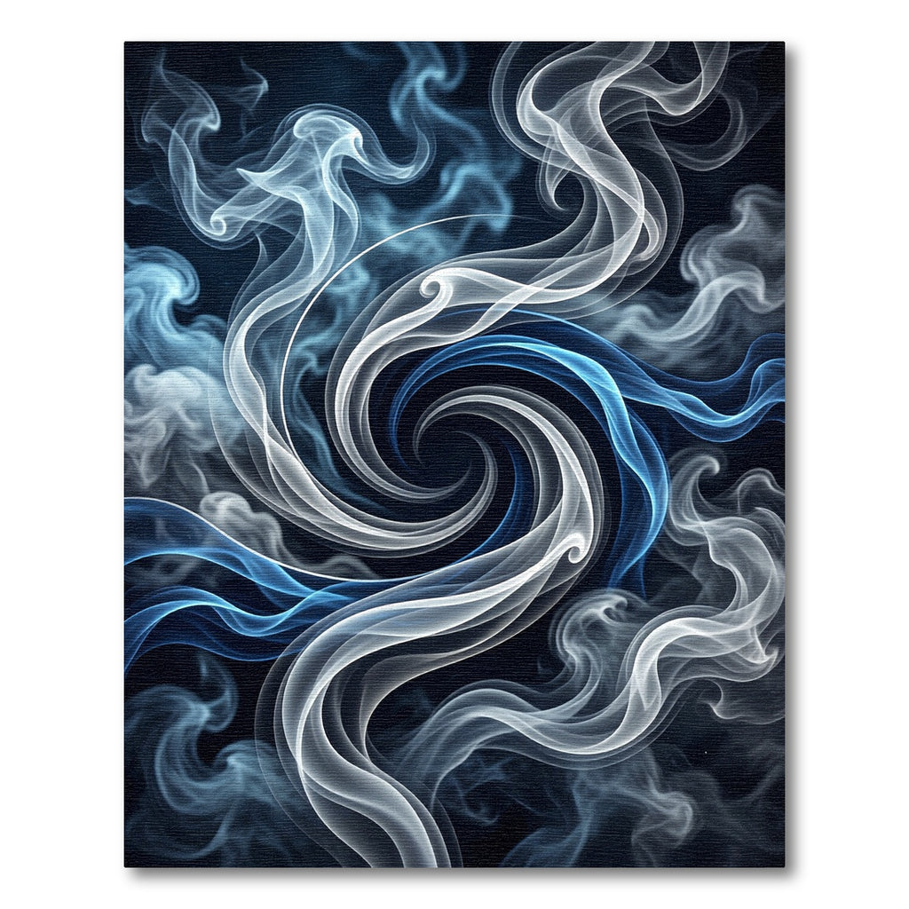 Swirling Blue White Smoke Abstraction Rug