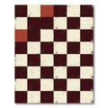 Distressed Crimson and Cream Checkerboard Grid Rug