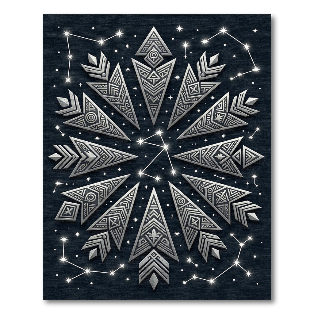 Silver Celestial Geometric Starry Night Rug