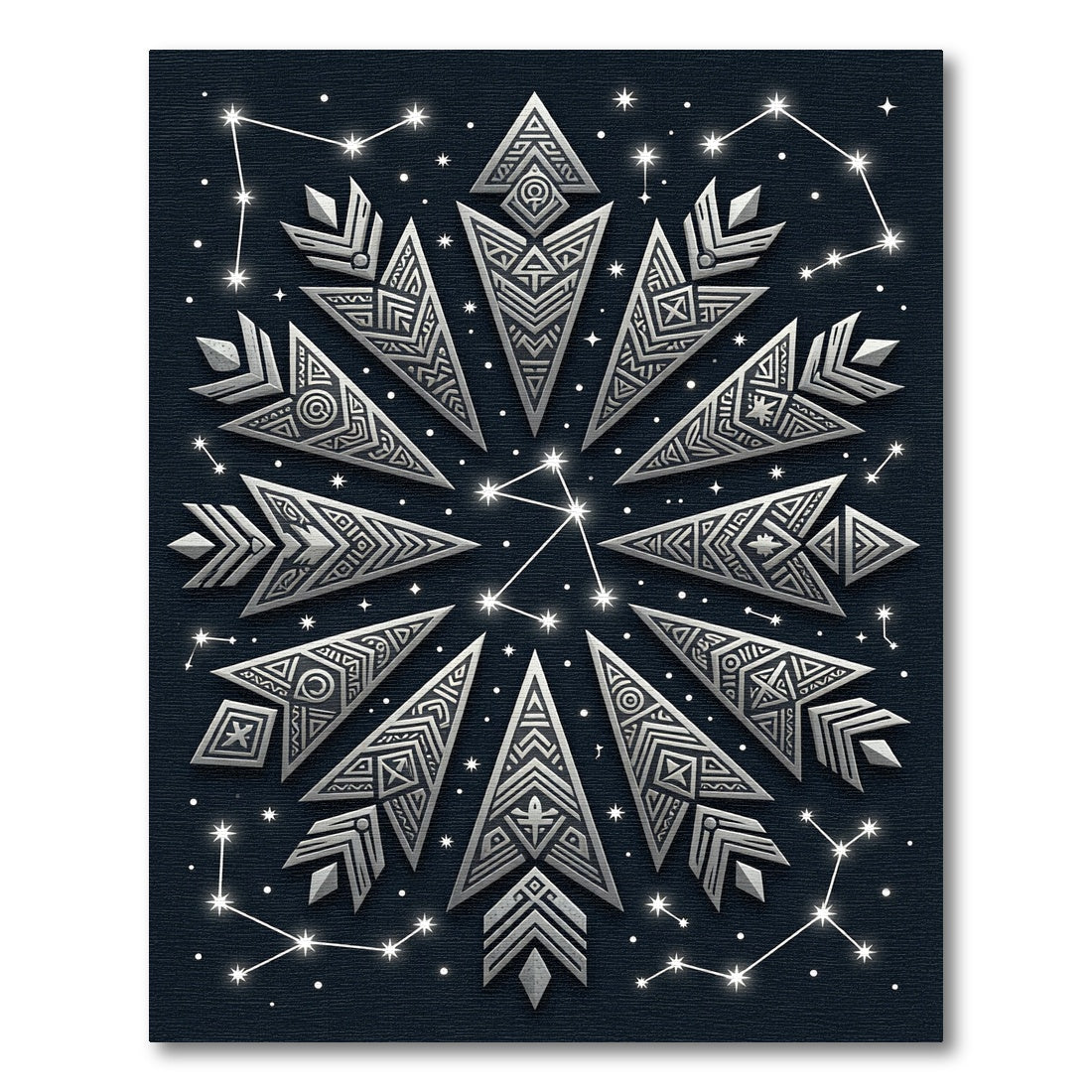 Silver Celestial Geometric Starry Night Rug
