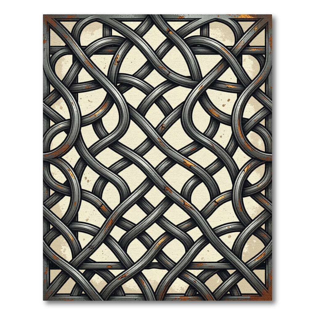 Gray Interlocking Knotwork Parchment Roughness Rug