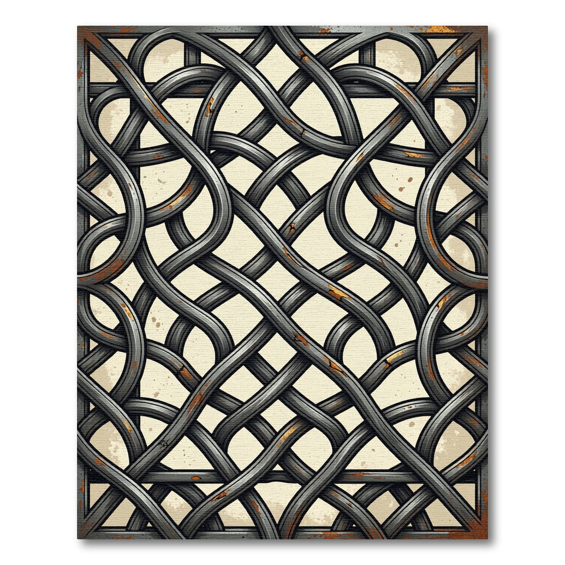 Gray Interlocking Knotwork Parchment Roughness Rug