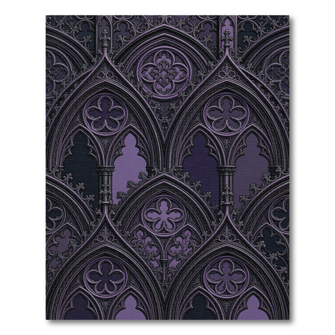 Gothic Violet Ornate Trefoil Arch Rug