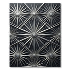 Metallic Silver Radiant Sunburst Geometric Rug