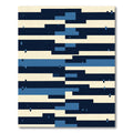Modern Navy Blue Geometric Blocked Stripe Rug