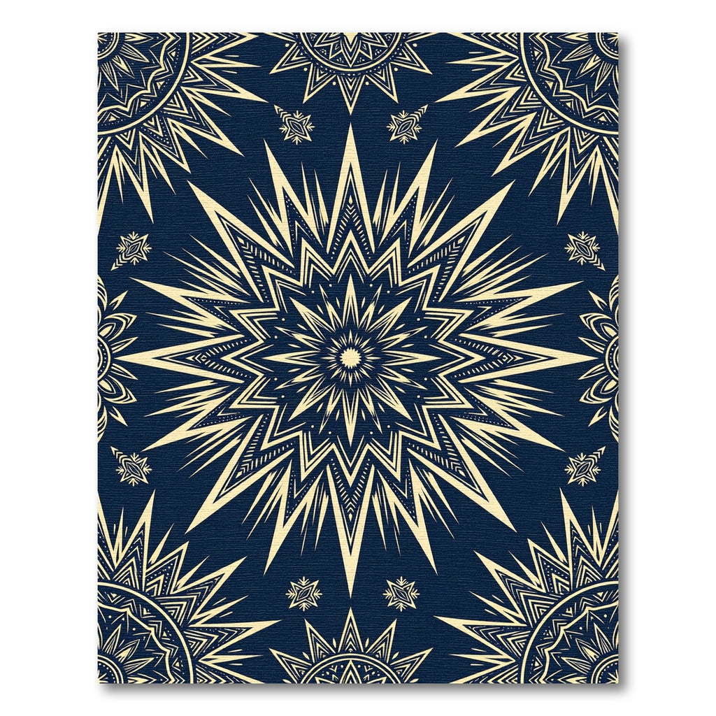 Celestial Navy Gold Starburst Geometric Rug