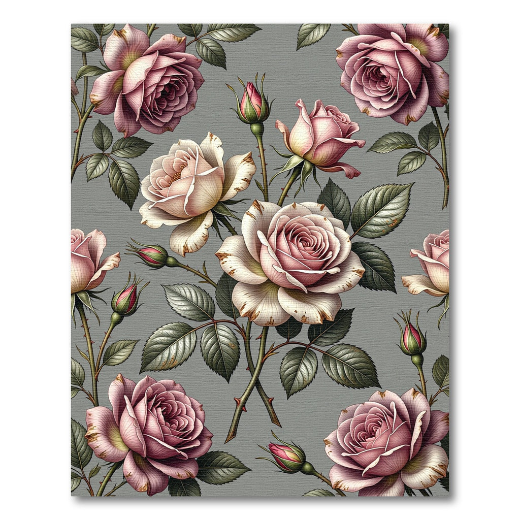 Dusty Rose Garden Floral Bloom Rug