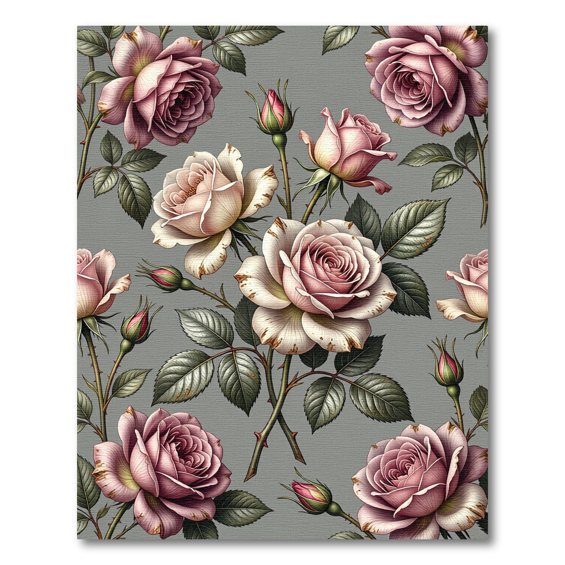 Dusty Rose Garden Floral Bloom Rug