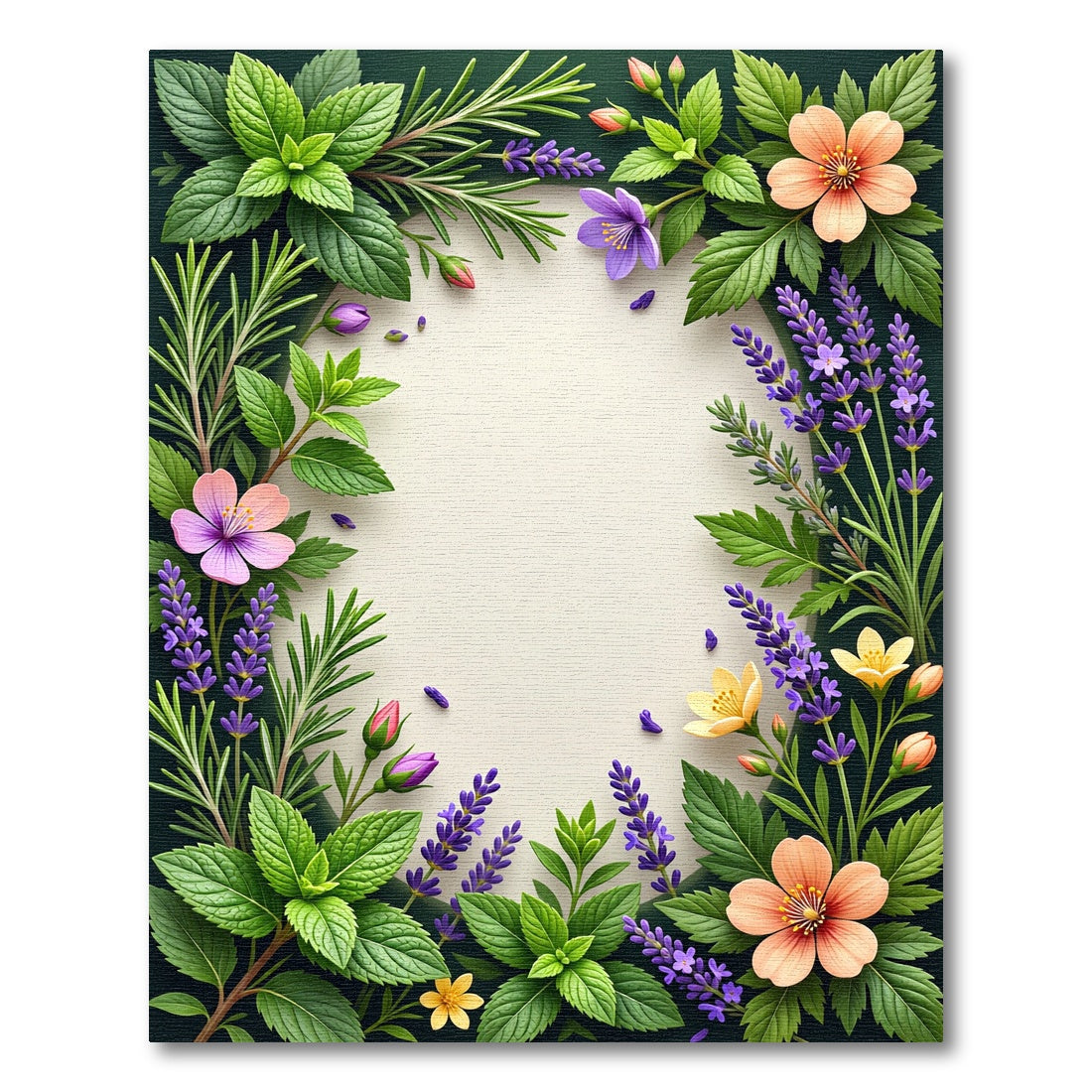 Herbal Garden Floral Border Rug