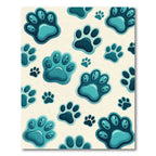 Ocean Blue Paw Print Collage Rug