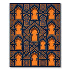 Geometric Orange and Navy Arched Tile Rug