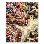 Abstract Coastal Coral Reef Layered Landscape Rug