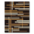 Mid-Century Modern Earth Tone Linear Grid Rug