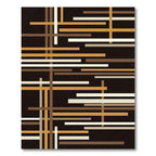 Mid-Century Modern Earth Tone Linear Grid Rug