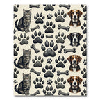 Playful Cream Cat and Dog Silhouette Rug