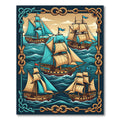 Nautical Tall Ship Rope Frame Rug