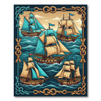 Nautical Tall Ship Rope Frame Rug