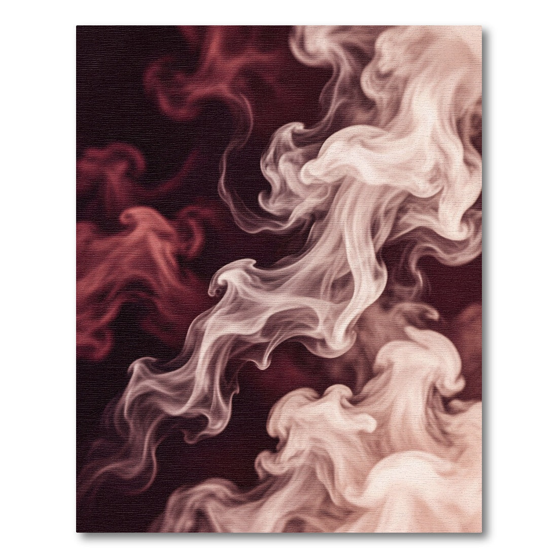 Ethereal Crimson and Cream Smoke Swirl Rug