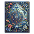 Vibrant Blue Floral Medallion Garden Rug
