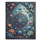 Vibrant Blue Floral Medallion Garden Rug
