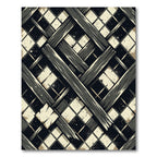 Abstract Monochrome Woven Geometric Charcoal Rug