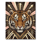 Majestic Tiger Art Deco Rose Gold Rug