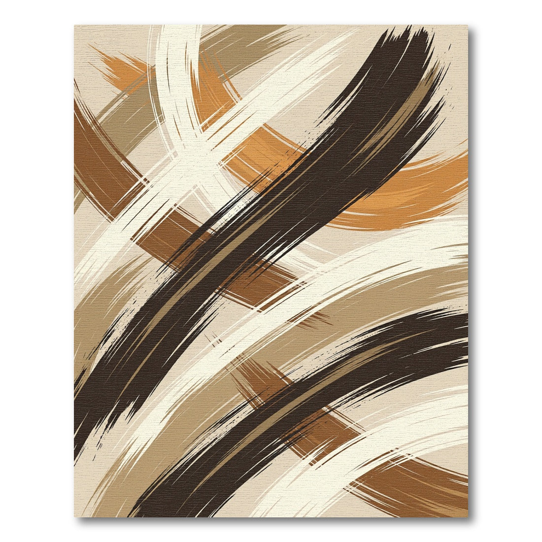 Modern Earthy Abstract Swirl Brushstroke Rug