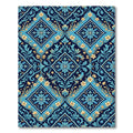 Blue Golden Floral Lattice Fish Rug