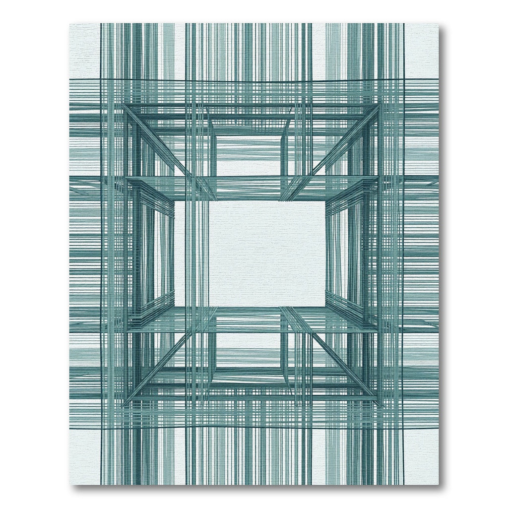 Teal Linear Geometric Structure Rug