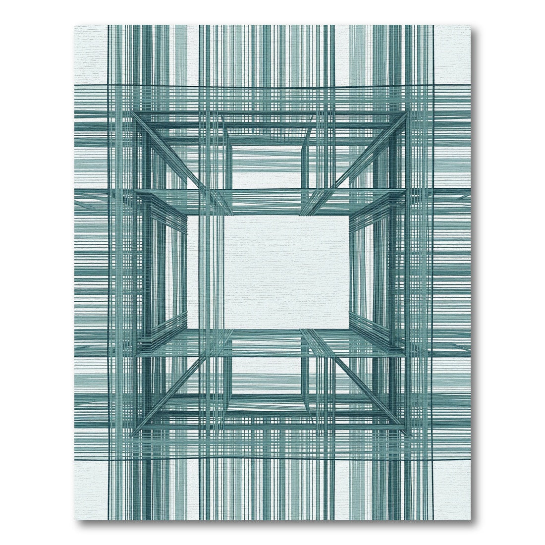 Teal Linear Geometric Structure Rug