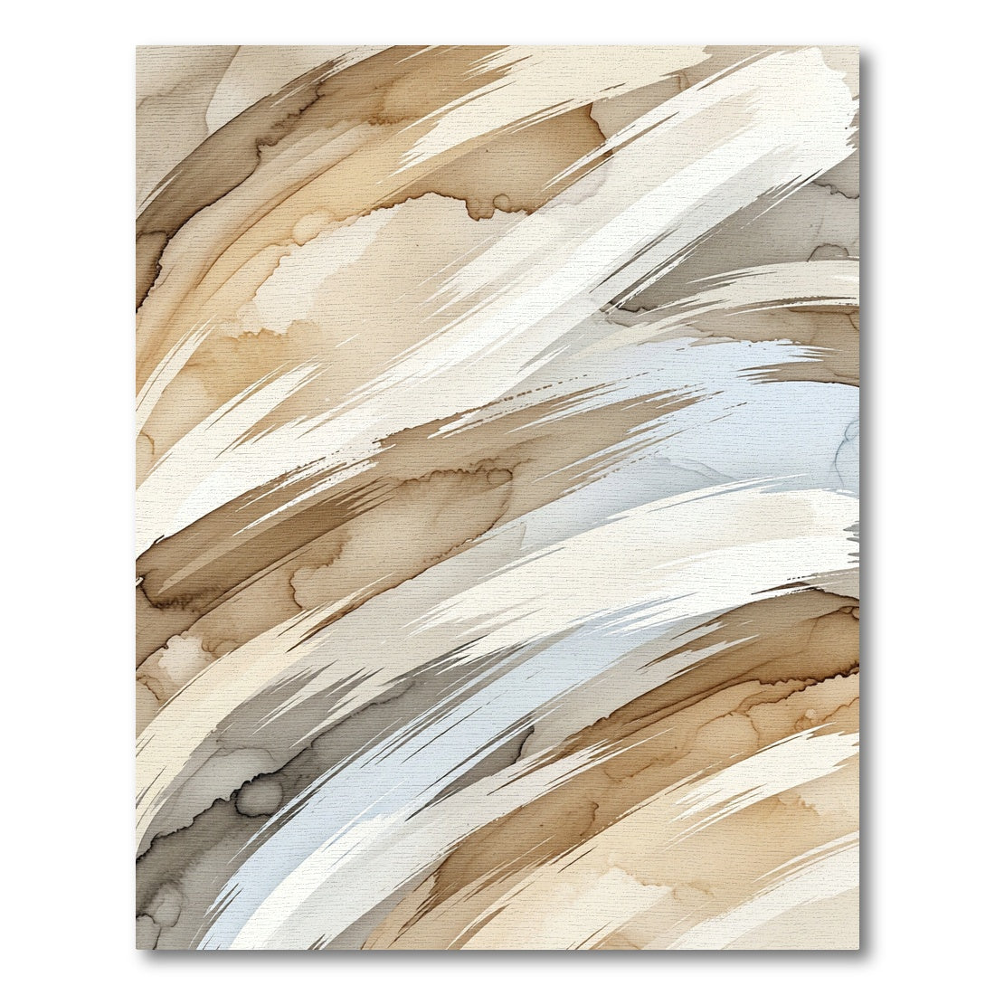 Abstract Neutral Sand Swirl Brushstroke Rug