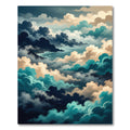 Ethereal Blue Cloudscape Abstract Wave Rug