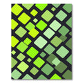 Vibrant Lime Green Geometric Square Mosaic Rug